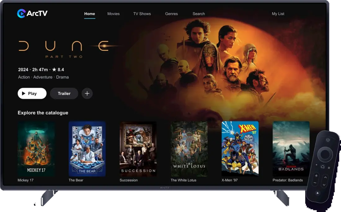 Arc TV on a TV with a remote